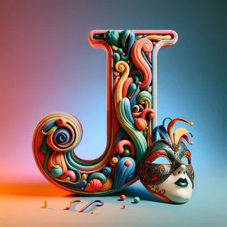Venetian mask — litera J (wariant 2)