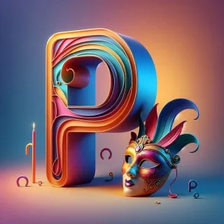 Venetian mask — litera P (wariant 2)