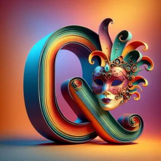 Venetian mask — litera Q (wariant 2)