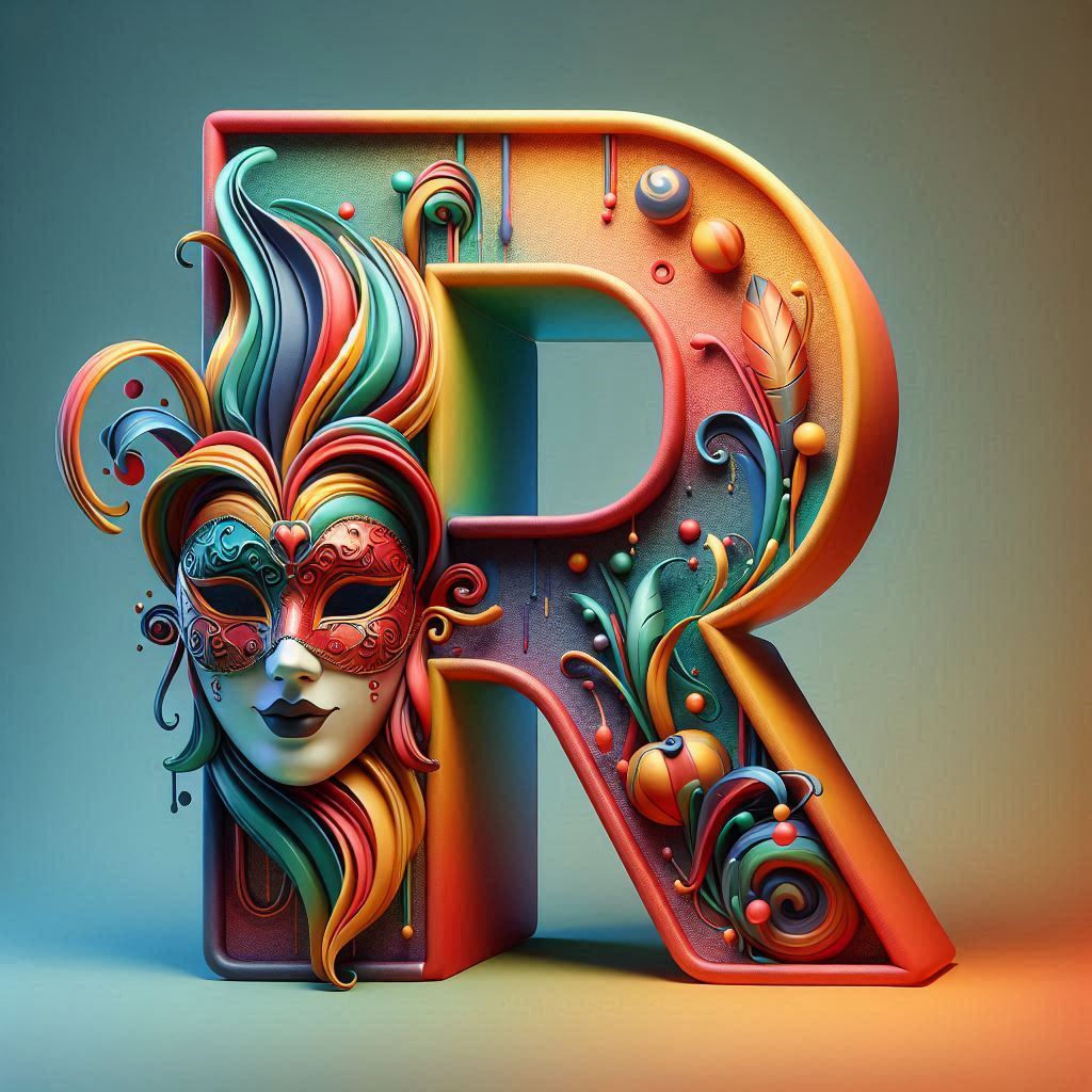 Venetian mask — litera R (wariant 2)