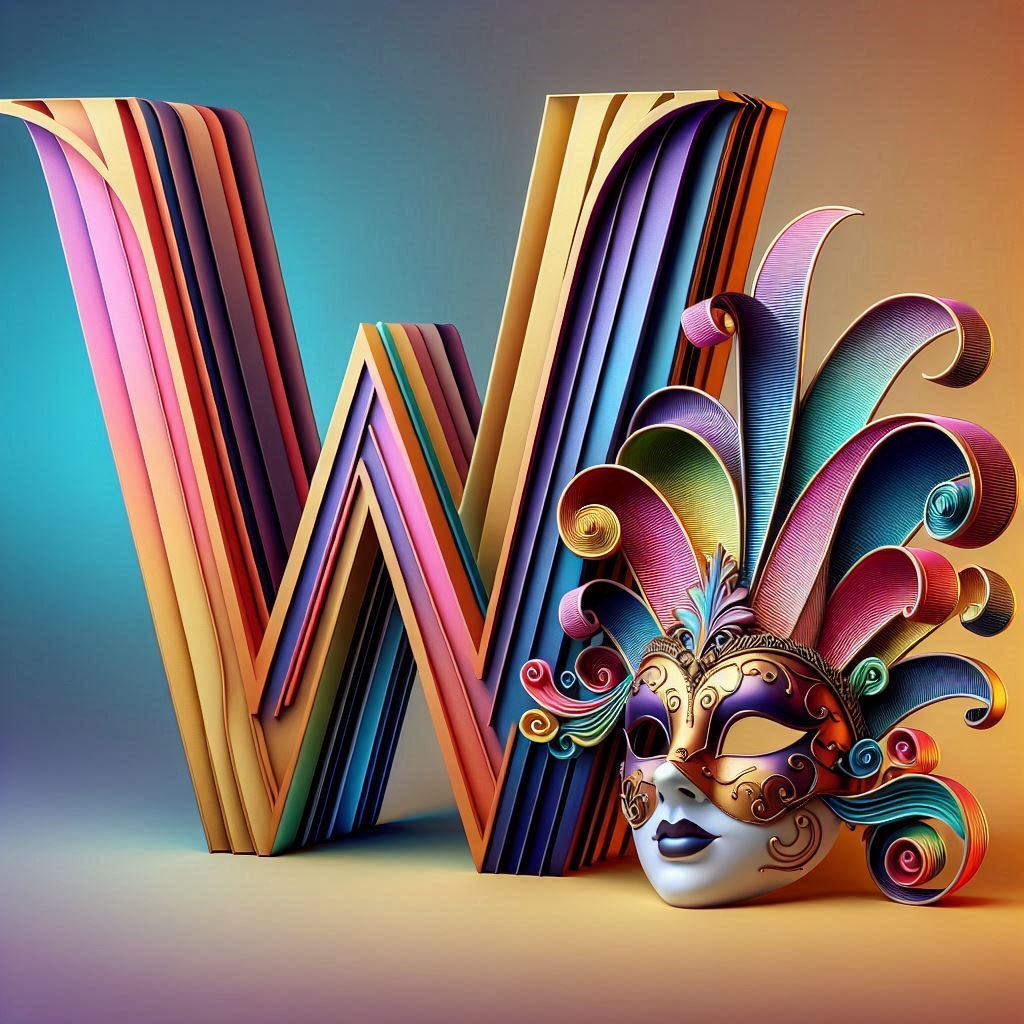 Venetian mask — litera W (wariant 2)