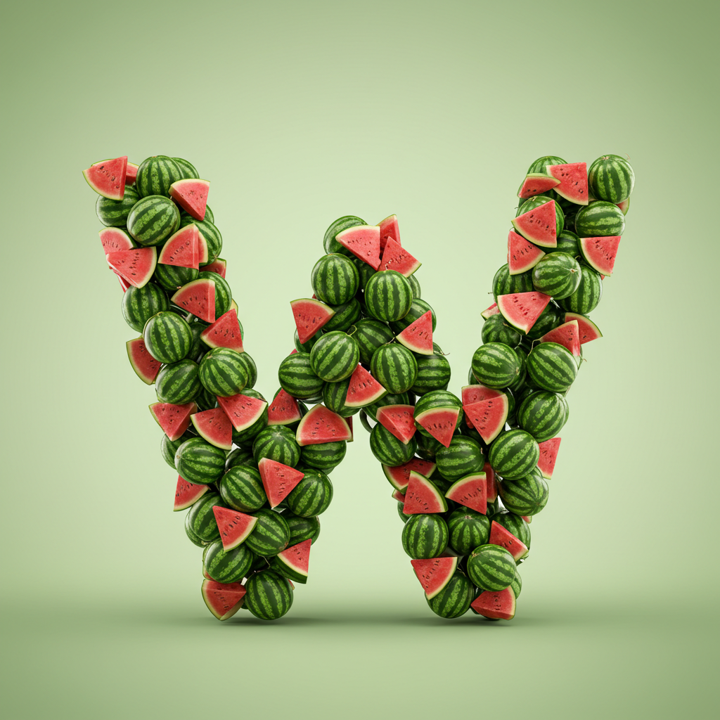 Watermelon 2 — litera W (wariant 2)