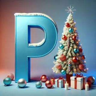White Christmas tree — litera P