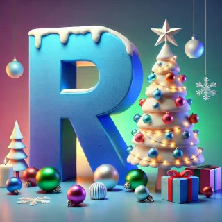 White Christmas tree — litera R (wariant 2)
