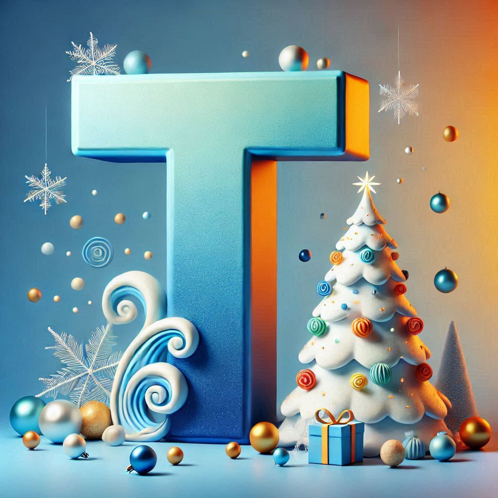 White Christmas tree — litera T (wariant 2)