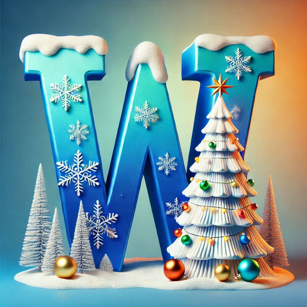 White Christmas tree — litera W (wariant 2)