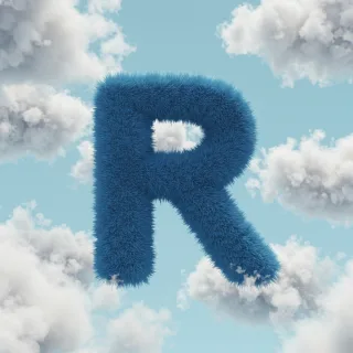 White clouds — litera R (wariant 2)