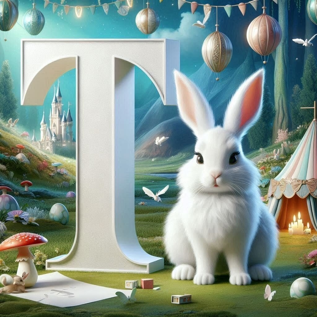 White rabbit — litera T (wariant 2)