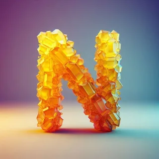Yellow crystal — litera N