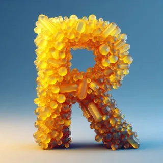 Yellow crystal — litera R