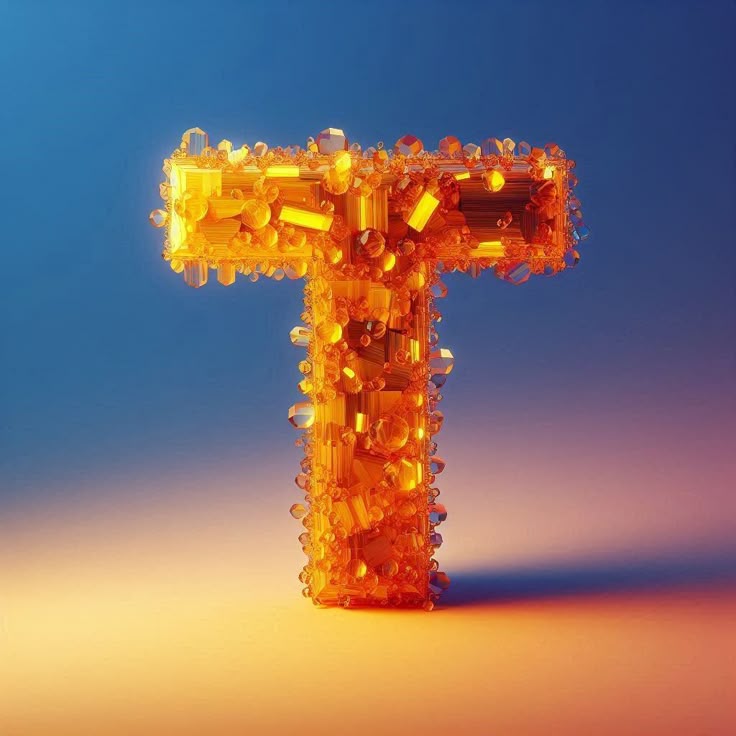 Yellow crystal — litera T