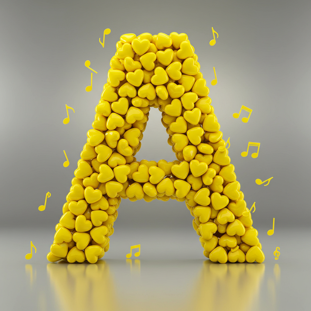 Yellow hearts — litera A (wariant 2)