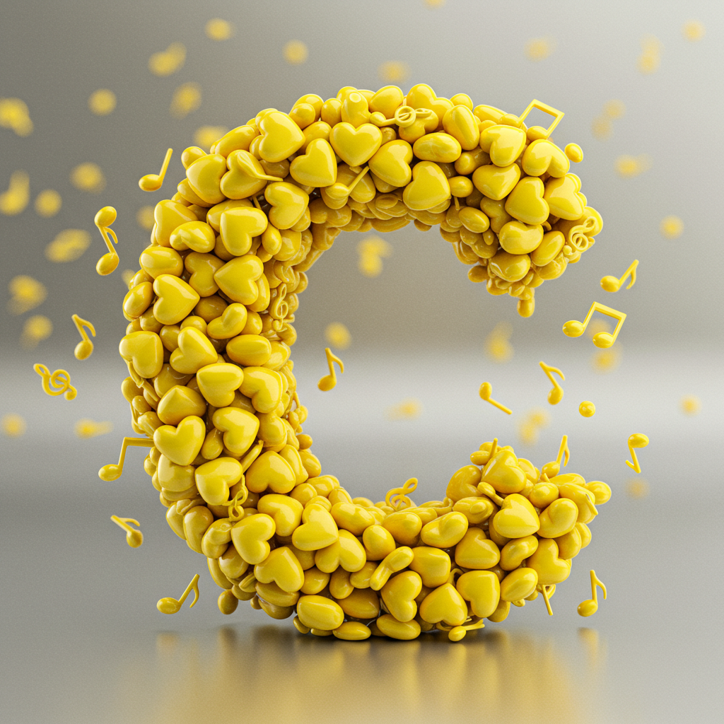 Yellow hearts — litera C (wariant 2)