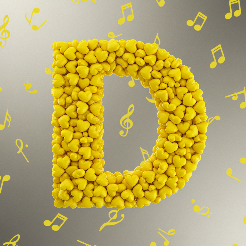 Yellow hearts — litera D (wariant 2)