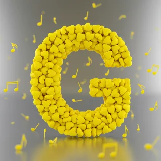 Yellow hearts — litera G (wariant 2)