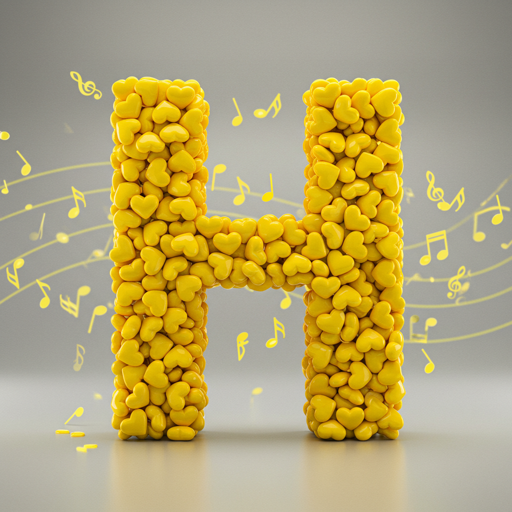 Yellow hearts — litera H