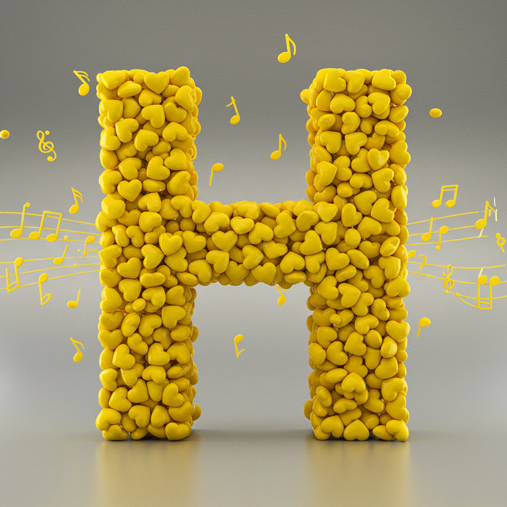 Yellow hearts — litera H (wariant 2)
