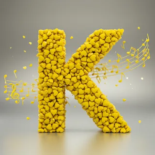 Yellow hearts — litera K (wariant 2)