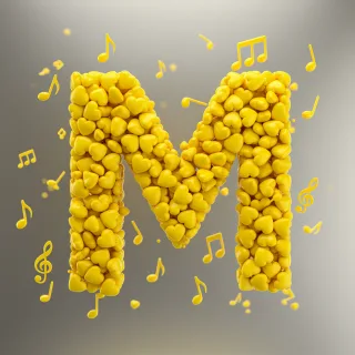 Yellow hearts — litera M (wariant 2)