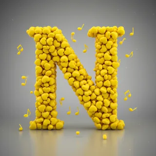 Yellow hearts — litera N (wariant 2)