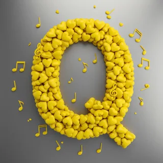 Yellow hearts — litera Q (wariant 2)