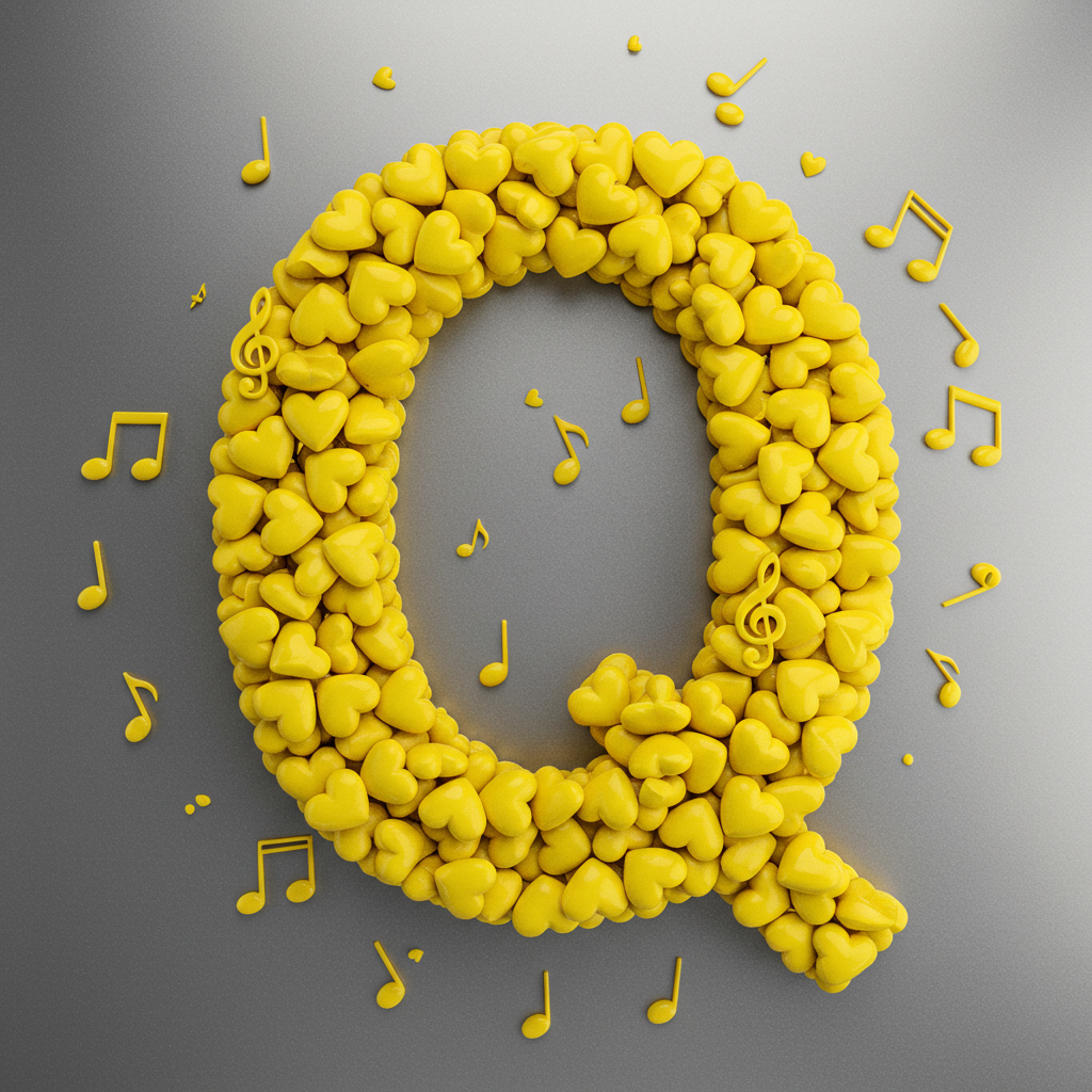 Yellow hearts — litera Q (wariant 2)