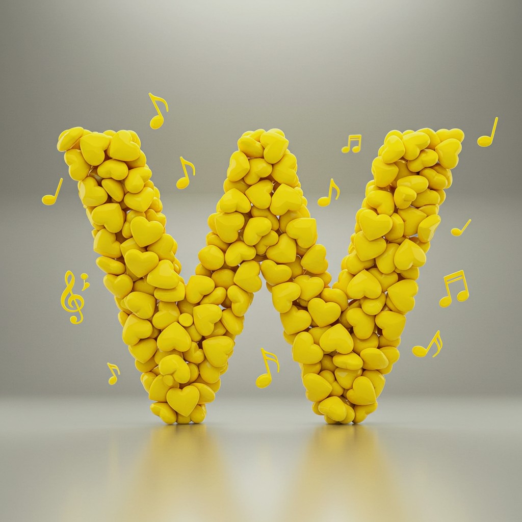 Yellow hearts — litera W