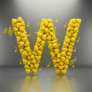 Yellow hearts — litera W (wariant 2)