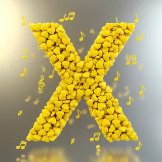 Yellow hearts — litera X (wariant 2)