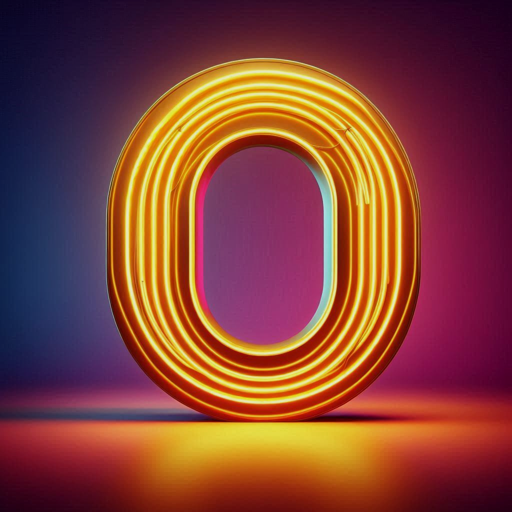 Yellow neon — litera O