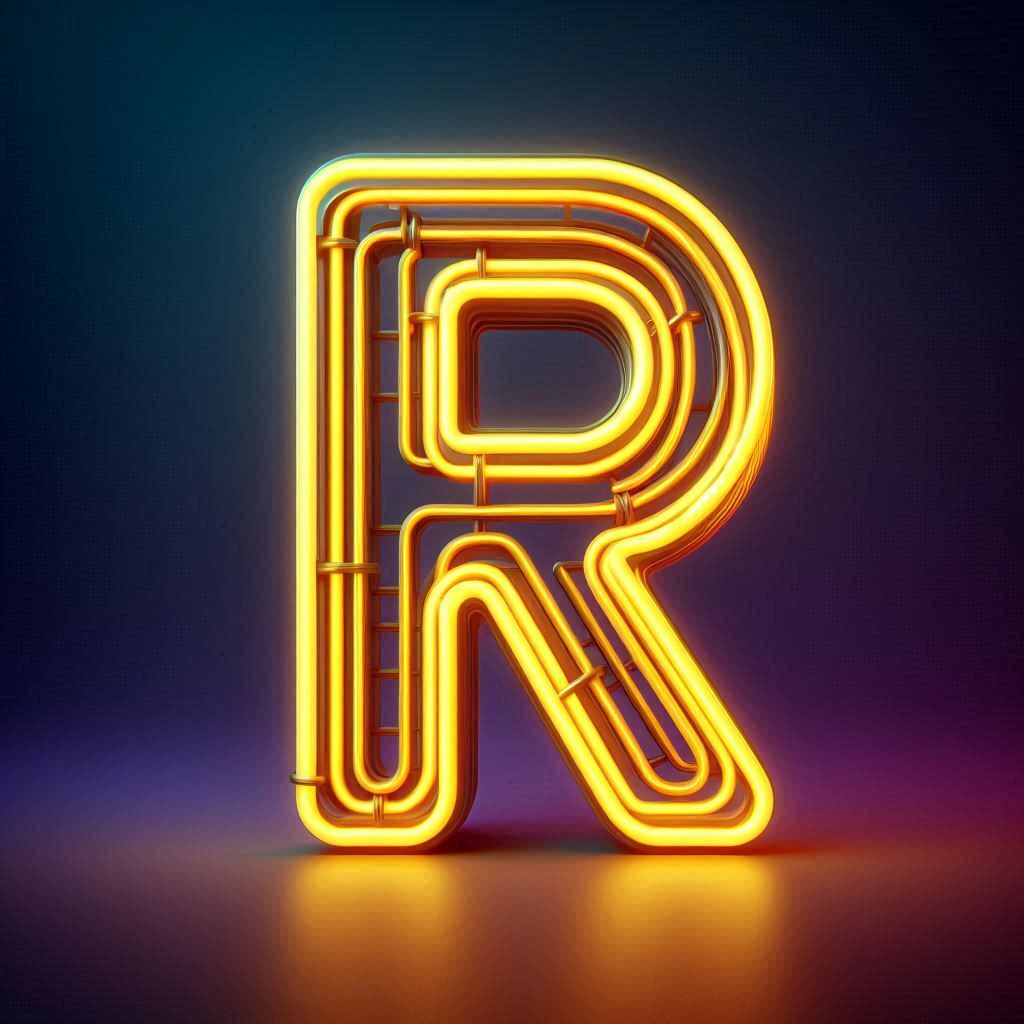 Yellow neon — litera R