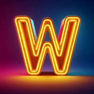 Yellow neon — litera W