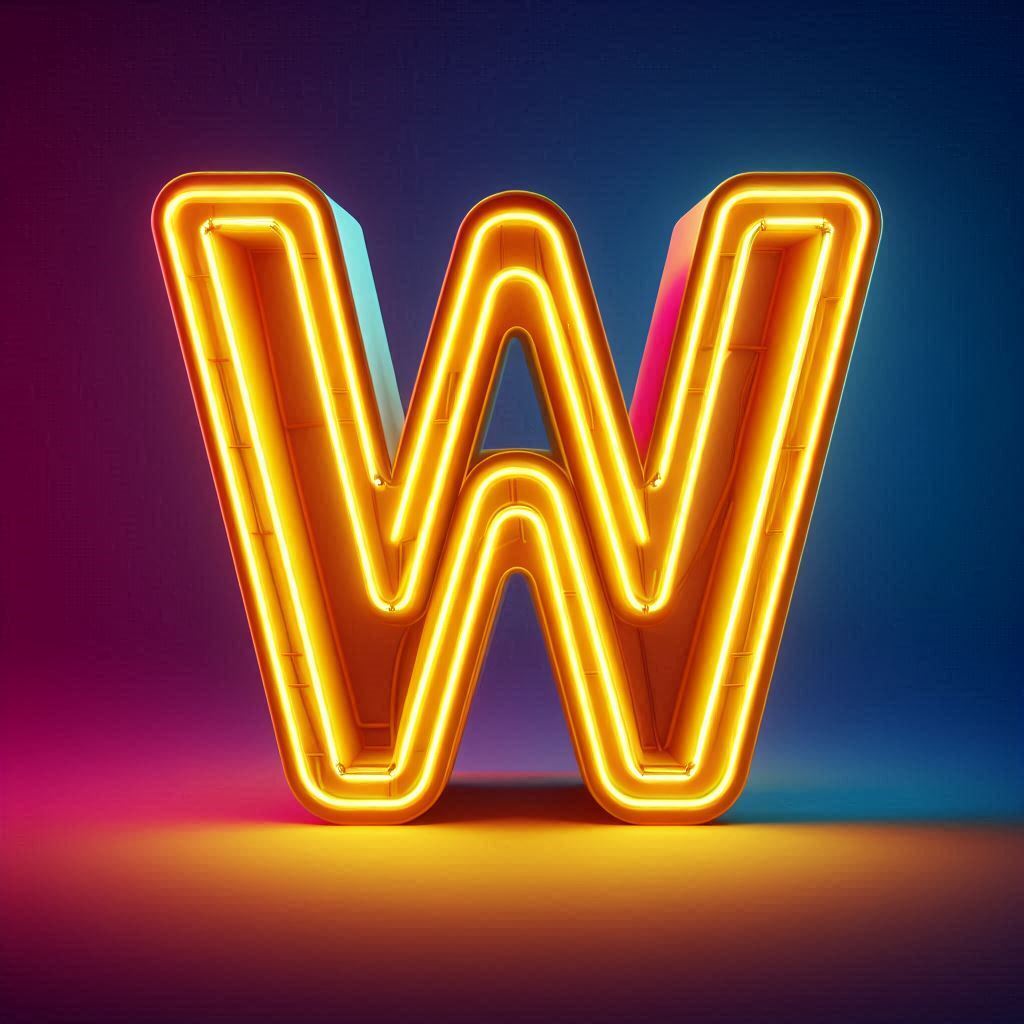 Yellow neon — litera W
